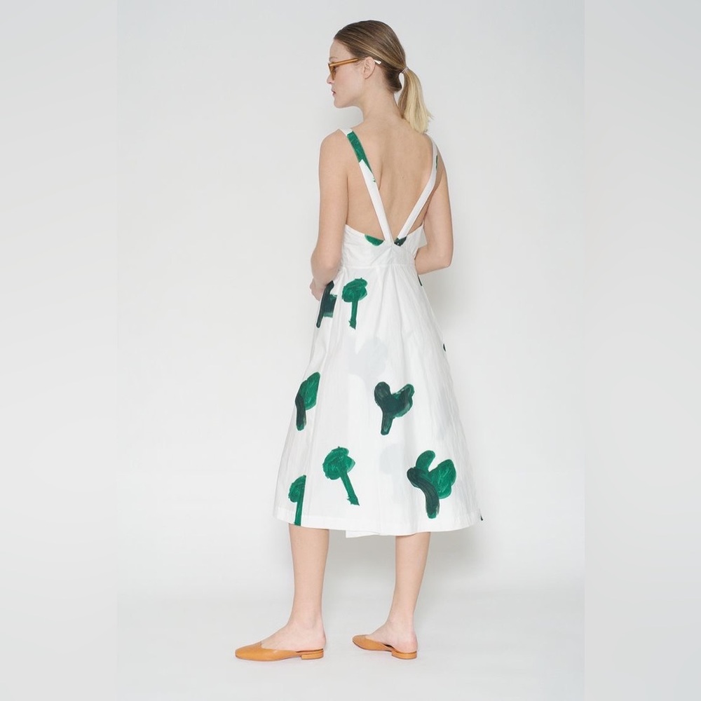 Wray NYC green trees apron dress